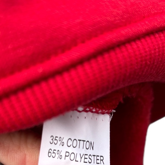 Christmas Tree & Snowflake Fleece Lined Red Crew Neck Sweatshirt - Picture 7 of 8